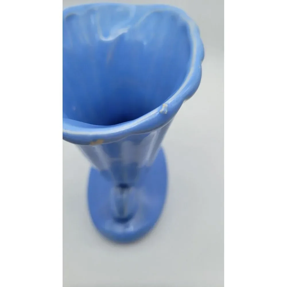 Vintage Blue USA Shawnee Pottery Cornucopia /‎ Vase Planter